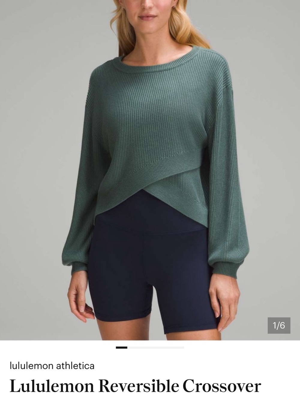 lululemon athletica Reversible Crossover Sweater in Sage Green
